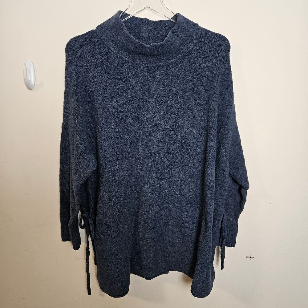 PureJill J. Jill Boucle Knit Long Drop Sleeves Side Tie Closure M/L Blue